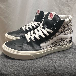 Vans Old Skool High Top - Customized Skull Print/Black Leather - Men’s Size 10